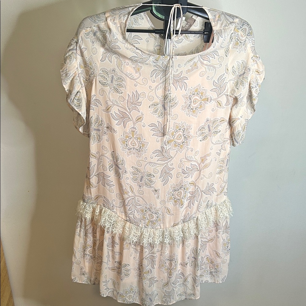 LOFT Paisley Top with Delicate Lace